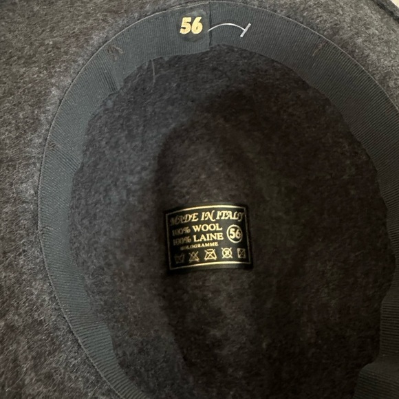 Vintage Italian Wool Fedora Hat Size 56 Gray Felt Wide Brim Leather Band Italy - Picture 5 of 6